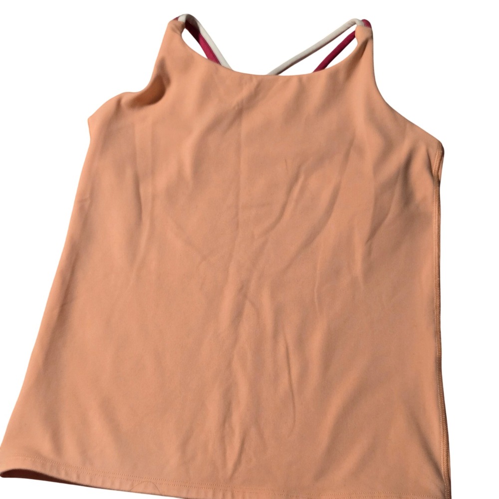 Athleta Girl Tank Top L/12 Peach Cross Back Activewear‎ Layering